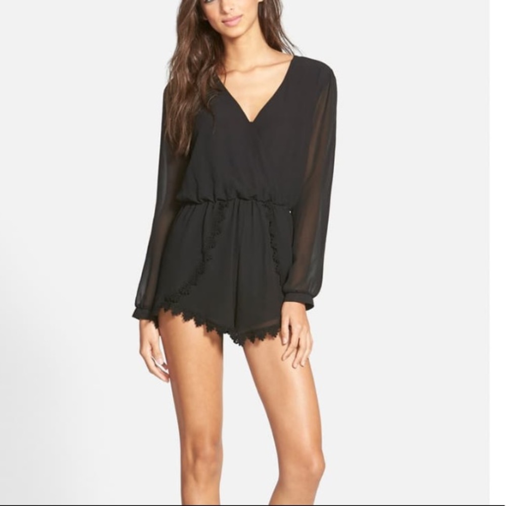 NWOT ASTR Lace Trim Romper